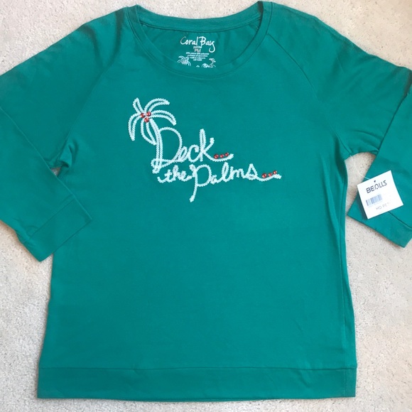 Deck the Palms Coral Bay 3/4 sleeve T-shirt, Sz PM - Picture 2 of 12